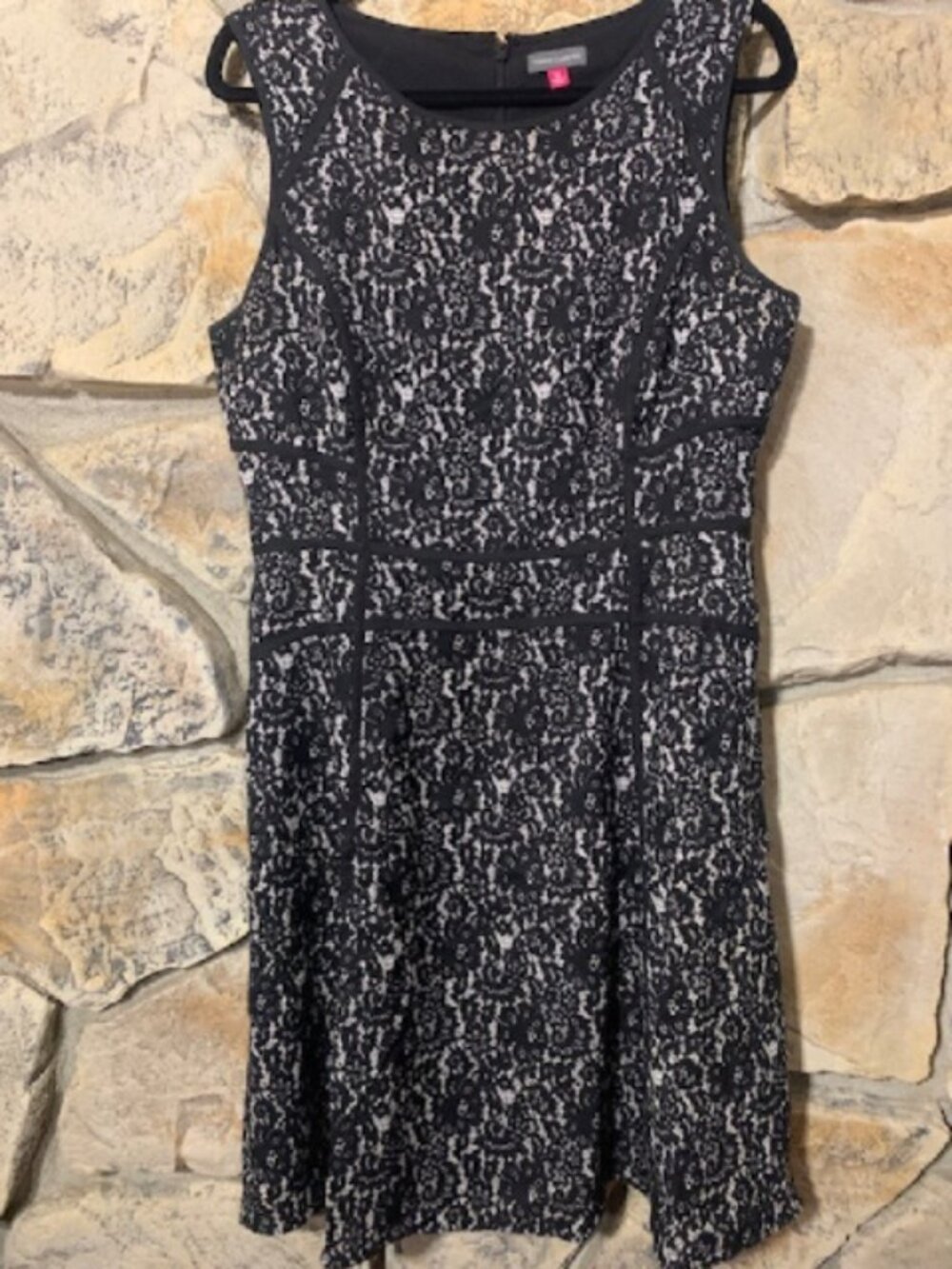 Vince Camuto Black Floral Lace Sheath Dress Medium